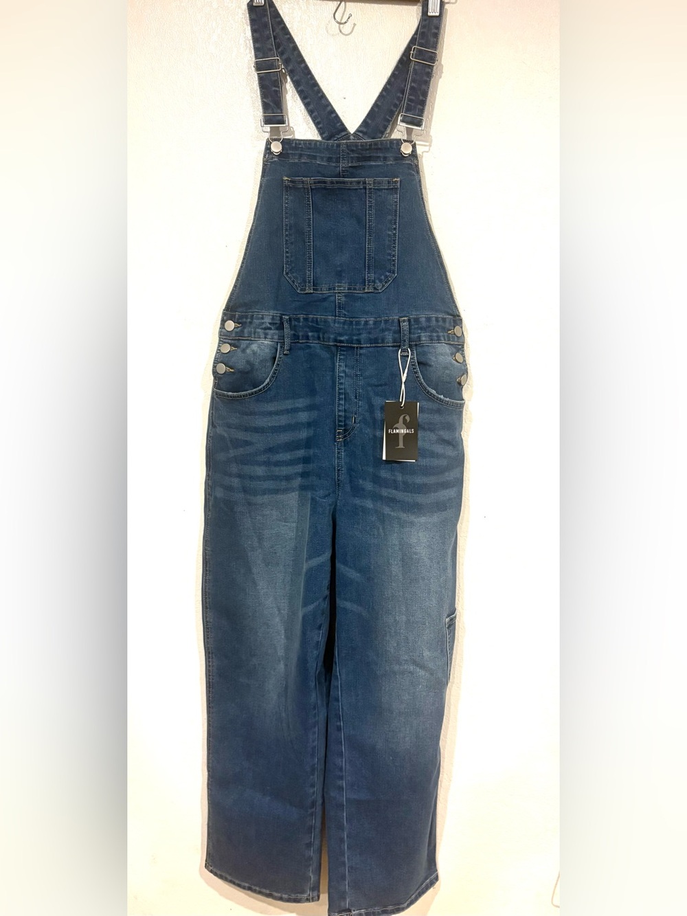 Classic Dark Blue Denim Overalls for Women large